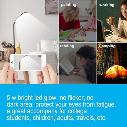 DEEPLITE LED Desk Lamp with Flexible Gooseneck 3 Level Brightness, Battery Operated Table Lamp 5W Touch Control, Compact Portable lamp for Dorm Study Office Bedroom(Set of 2)