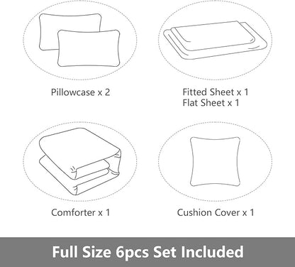 6 Pieces Bed in A Bag Gamer Bedding Set for Boys Kids Adult Gaming Comforters Set,Boys Bed in A Bag Set Queen Size Comforter with Fitted Sheet Flat Sheet Pillowcase pillowsham,DJTH5028Queen