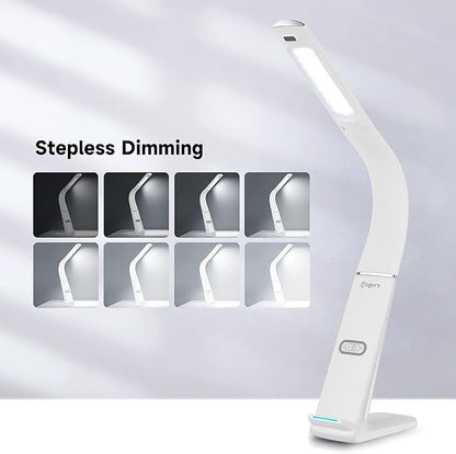 LED Desk Lamp with USB Charging Port, 10W wireless charger, Stepless dimmable, Natural Lights, Desk Lights for Home Office, Office Desk Lamp Eye Caring Reading Light, Gesture Control Table Lamp