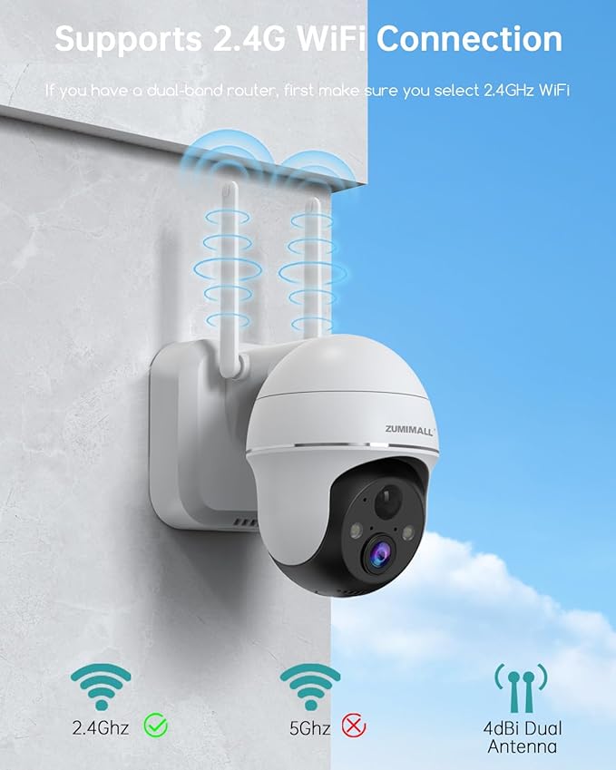 ZUMIMALL Security Cameras Wireless Outdoor- 4Packs, 2K Battery Cameras for Home Security, 2.4G WiFi Only, PIR Motion Alert/3MP Color Night Vision/2-Way Talk/IP66/Cloud Storage,Compatible with Alexa