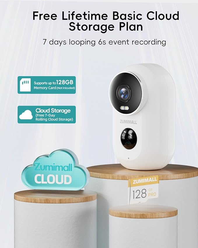 ZUMIMALL Security Cameras Wireless Outdoor, 2 Packs, 2K Cameras for Home Security, Outdoor/Indoor Camera Battery Powered, 2.4G WiFi, Magnetic Mount,3MP Color Night Vision/Siren/PIR/AI/Cloud/Alexa