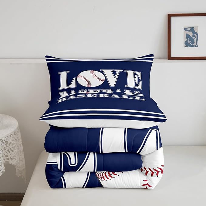 Feelyou Kids Baseball Comforter Set Twin Size Sports Game Bedding Set for Boys Girls Teens Bedroom Decor Baseball Gaming Comforter Gift for Baseball Lover Duvet Set with 1 Pillow Case