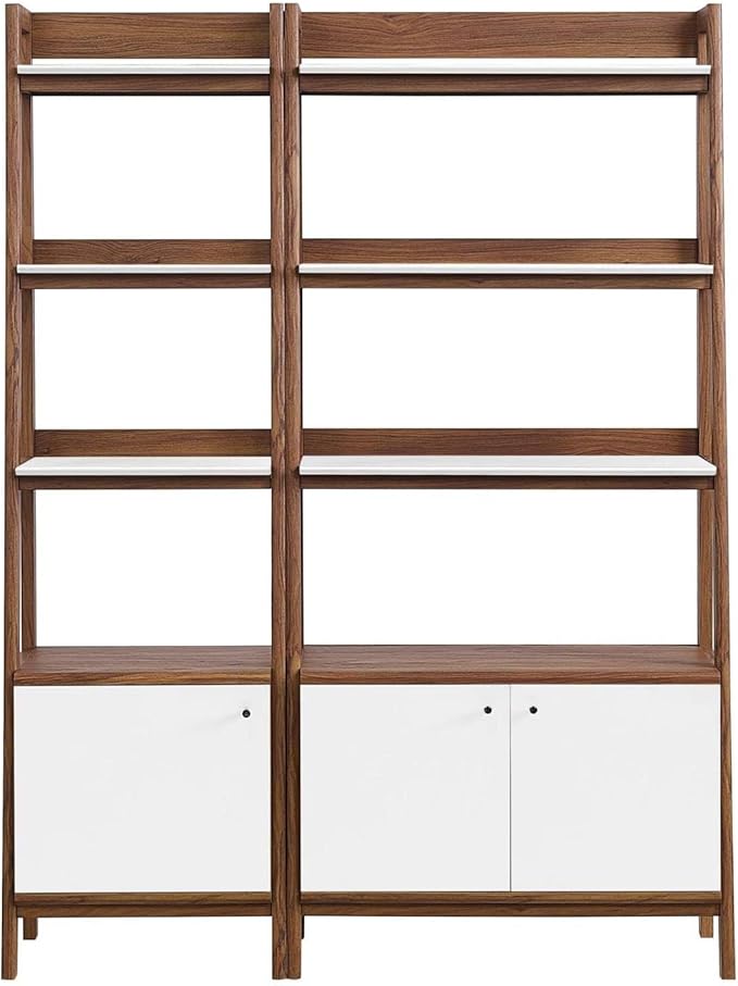 Modway Bookshelf Display Cases in Walnut White - Set of 2