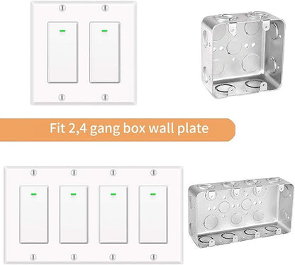 Alexa Light Switch, Double Smart WiFi Light Switches, Smart Switch 2 Gang Compatible with Alexa and Google Home, Neutral Wire Needed, with Remote Control, Timing Schedule, No hub Required (2Pack)