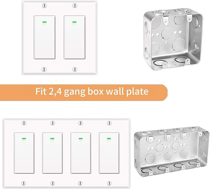 Smart Switch, WiFi Smart Light Switch Compatible with Amazon Alexa and Google Home, Neutral Wire Needed, with Remote Control, Timing Schedule, No hub Required MK36 (1Pack)