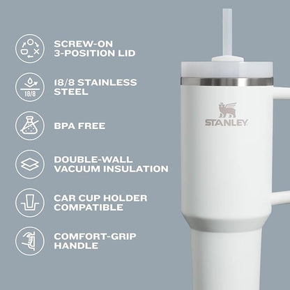 STANLEY Quencher H2.0 Flow State Tumbler, 40 oz, Mahogany Gloss | Handle and Straw | 3-Position Lid | Cup Holder Compatible for Travel | Insulated Stainless Steel Cup | BPA-Free