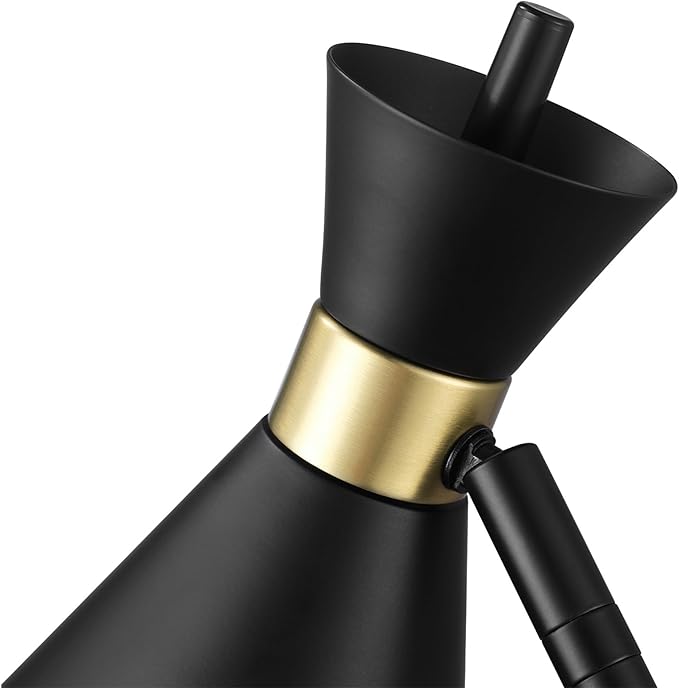 Globe Electric 61000056 16" Desk Lamp, Matte Black Finish, Matte Brass Accents, Pivot Joint, On/Off Rotary Switch on Socket, E26 Base Bulb, Lamp for Living Room, Home Office, Home Improvement