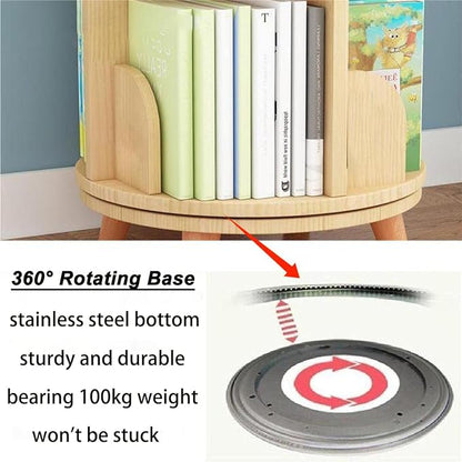 Gdrasuya10 4 Tier Rotating Bookshelf with Legs, Floor Standing Bookshelf Stackable Bookshelf Wood Bookcase Storage 360 Display Book Shelf for Living Room Bedroom