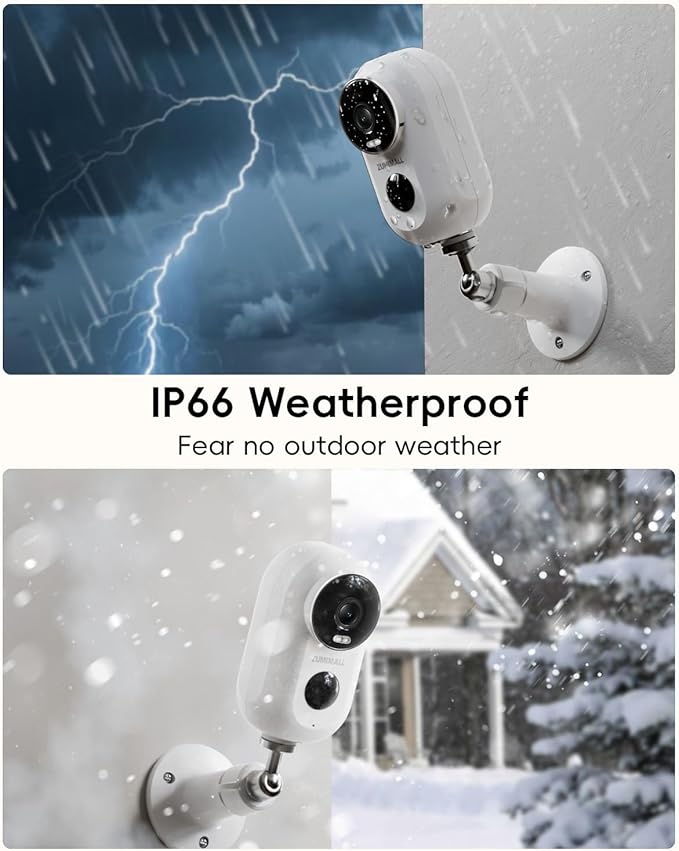 ZUMIMALL Solar Security Cameras Wireless Outdoor, 2K Outdoor Camera Wireless Solar Powered, 2.4G WiFi Battery Camera, 3MP Color Night Vision, Magnetic Mount,Siren,PIR/AI Analyse, IP66, Cloud, Alexa