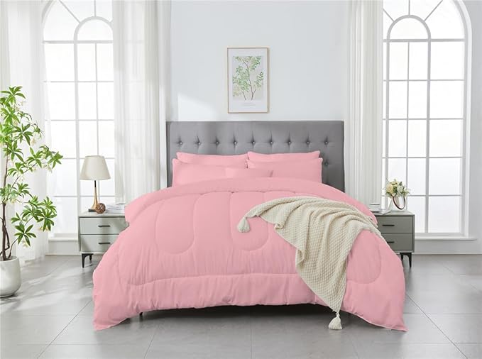 3 Piece Solid Color All Season Bedding Comforter Set Microfiber Soft Lightweight Bedding Set for Kids Teens Adults Room Decor with 1 Comforter and 2 Pillowcases Full