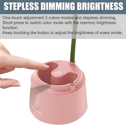 Cute LED Desk Lamp Kawaii Desk Accessories, Flower Bird Table lamp USB Rechargeable, 3 Color Modes, Stepless Dimming, Touch-Sensitive Switch Kawaii Room Decor Lamp, Eye Caring Reading Lamp (Blue)