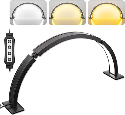TwoWin Half Moon Light for Nail Desk, 29.5'' Foldable Half Moon Nail Tech Desk Lamp for Nails, Tattoo, Eyelash Extensions, Beauty, Arch Light for Nail Techs, Led Lash Light Nail Tech Lamp