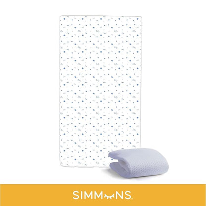 Delta Children Brooks 6-in-1 Convertible Crib, Midnight Grey + Simmons Kids Quiet Nights Breathable Crib Mattress with Removable/Machine Washable Cover (Bundle)