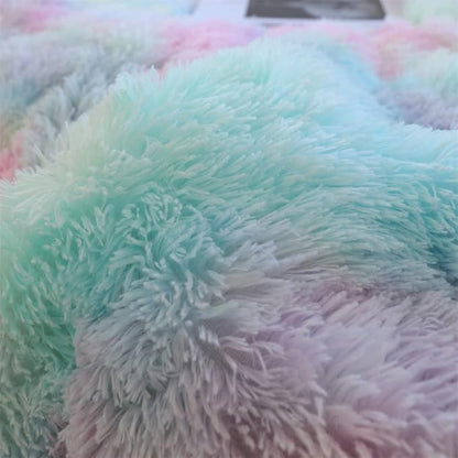 Faux Fur Kids Girls Cow Print Comforter Sets Twin/Full - 3PC Bed Set Warm Comfortable Soft Plush Flannel Velvet Fluffy Fuzzy Bedding（Comforter x 1 Pillowcases x 2）