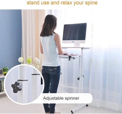SogesPower Mobile Laptop Desk Adjustable Side Table Home Office Computer Stand for Bed Sofa, White Maple, JZS-101-MP-N
