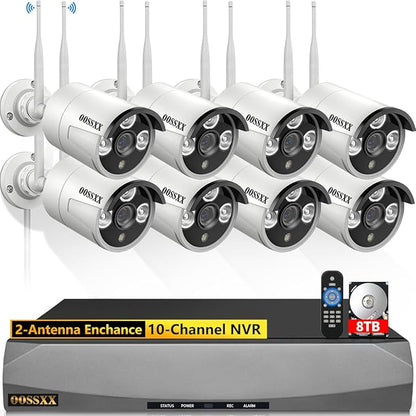 (Dual Antennas for Wi-Fi Enhanced) AI Human Detected 2K 3.0MP Wireless Security Camera System, Video Surveillance NVR Kits