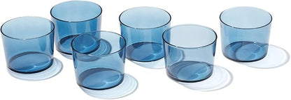 Oneida Stackables Blue Drinking Glasses, Set of 12 | glass, dishwasher safe | 6 short 8.5oz and 6 tall 14oz glasses | vibrant blue stackable design | 2.5 inch