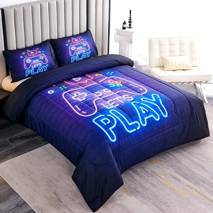 Kids Comforter Set for Boys,Gamer Bedding Sets for Boys,Teen Boy Comforter Set Full,Boys Full Bedding Set,Gaming Comforter Sets Including 1 Gaming Comforter&2 Pillowcases