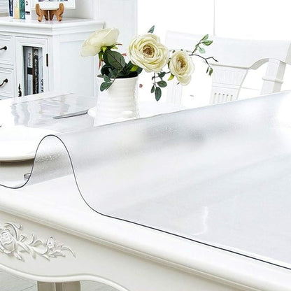 NECAUX Custom 40 x 107 Inch Frosted Table Cover Protector, 1.5mm Thick Wood Grain Transparent Table Pad Non-Slip Tablecloth Plastic Protective Pad for Dining Room Table Conference Table Meeting Table