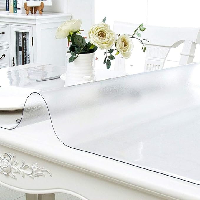 NECAUX Custom 28 x 32 Inch Frosted Table Cover Protector, 1.5mm Thick Plastic Scratch Resistent Heavy Duty Desk Pad Non-Slip Tablecloth Protector for Coffee Table Sofa Table Media Stand Office Desk