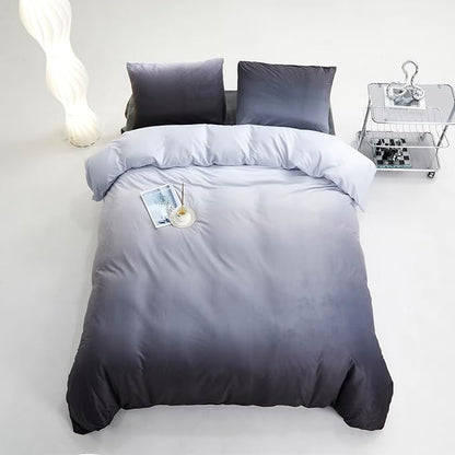 Gray White Gradient Comforter Set King Gray Velvet Bedding Comforter Modern Plain White and Deep Gray Gradient Soft Quilt Farmhouse Flannel Comforter Warm King Bed Comforter
