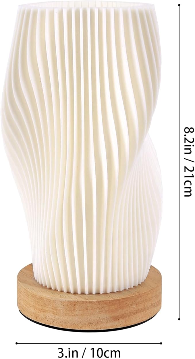 Bedside Lamps for Bedroom Nightstand Lamp,Vintage Style Striped Small Night Light Lamp,Gold Mini Modern Lamp with Woodbase,Gold Mini Table Lamp LED Lights for Living Room,Dorm,Kids Room,Office