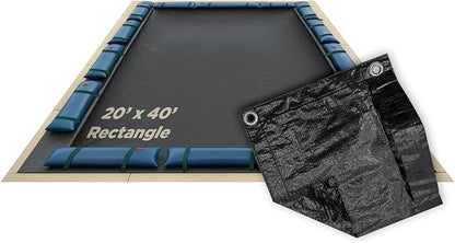 Buffalo Blizzard Economy 20 ft x 40 ft Rectangular Winter Pool Cover | Black/Blue | Closing Inground Swimming Pools | Easy to Install | Heavy Duty, Cold & UV Resistant | Shields from Seasonal Debris
