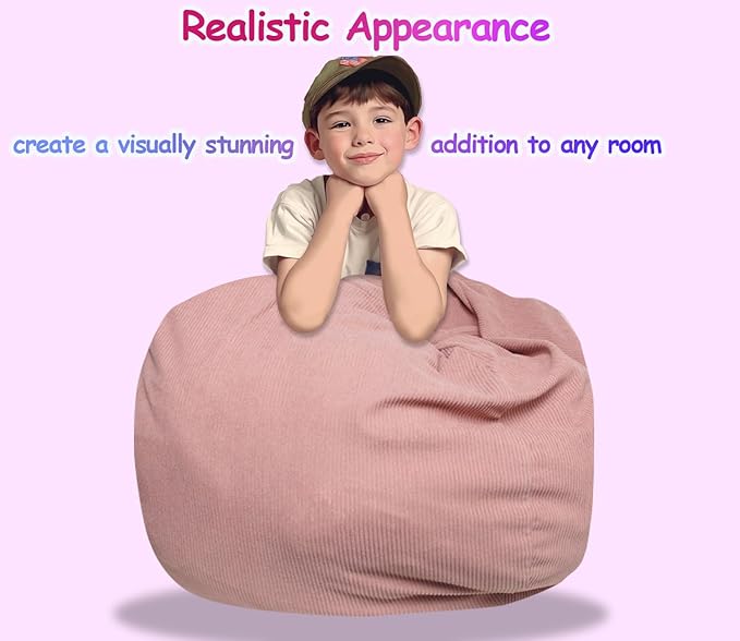 Bean Bag Cover for Organizing Children Plush Toys or Memory Foam Stuffed Animal Bean Bag Storage Soft Washable Premium Corduroy Organizer Keep Room Clutter Stuffable (without Filling) X-Large