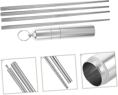 SHOWERORO Foldable Chopsticks with Case 2 Pairs Stainless Steel Portable Utensils Reusable Metal Chopsticks Set for Travel Camping Hiking Business Trips Compact Storage Tube