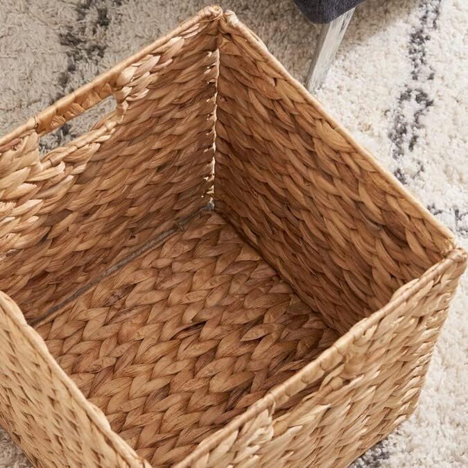 10.5 x 10.5in Wicker Storage Baskets for Shelves, Water Hyacinth Storage Baskets, Woven Baskets for Storage, Wicker Storage Basket for Bedroom, Living Room (6 Packs 10.5x10.5in)