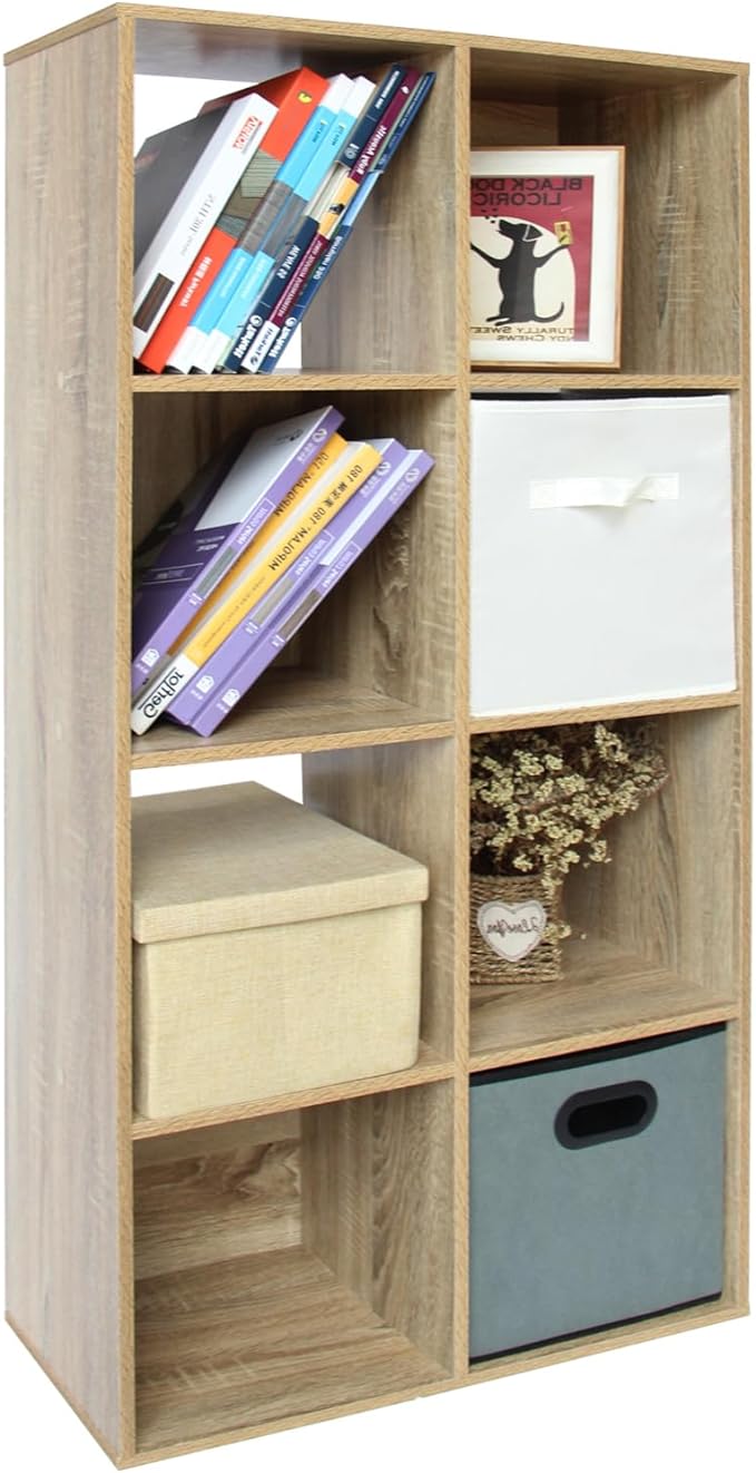 PACHIRA E-Commerce 8 Cube Storage Bookshelf, Unit Shelf, Wooden Closet Cabinet, Organizer Rack in Study, Oak