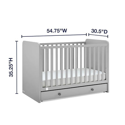 babyGap by Delta Children Graham 4-in-1 Convertible Crib with Storage Drawer TrueSleep Crib and Toddler Mattress (Bundle), Grey/Dark Grey