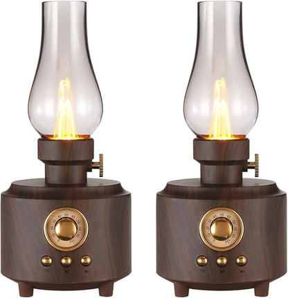 Vintage Table Lamp Retro Bluetooth Speaker Rechargeable Portable Night Light Flameless LED Oil Lamp Bedside Desk Lamp for Bedroom, Cafe, Bar, Desk Decor, Outdoor Camping Birthday Gifts