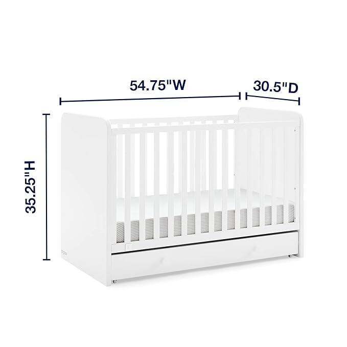 babyGap by Delta Children Graham 4-in-1 Convertible Crib with Storage Drawer TrueSleep Crib and Toddler Mattress (Bundle), Bianca White