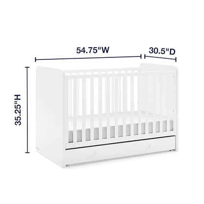 babyGap by Delta Children Graham 4-in-1 Convertible Crib with Storage Drawer TrueSleep Crib and Toddler Mattress (Bundle), Bianca White