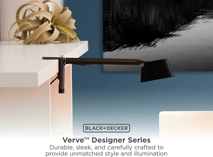 BLACK+DECKER Verve Designer LED Clamp Light, Fits Shelves, Cubicles & Headboards, True White LED + 16M RGB Colors