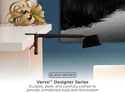 BLACK+DECKER Verve Designer LED Clamp Light, Fits Shelves, Cubicles & Headboards, True White LED + 16M RGB Colors