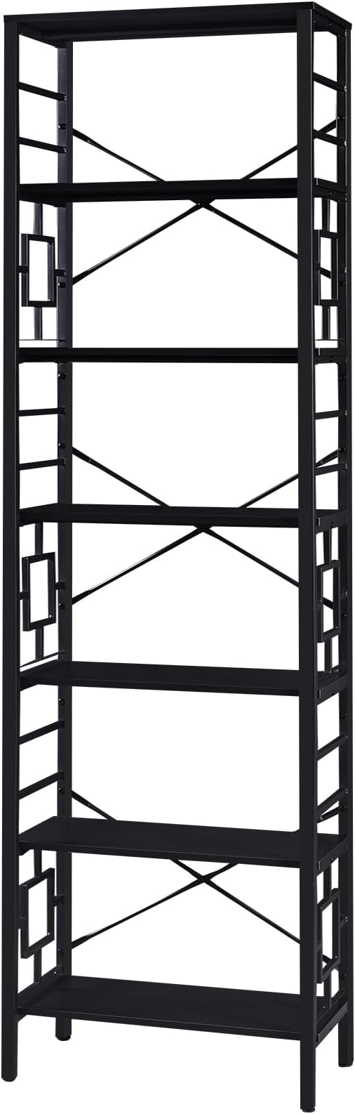 HOMISSUE Bookcase,7-Tier Tall Bookshelf Metal Bookcase and Bookshelves, Free Standing Storage Modern Bookshelf for Home Office Living Room and Bedroom，Black