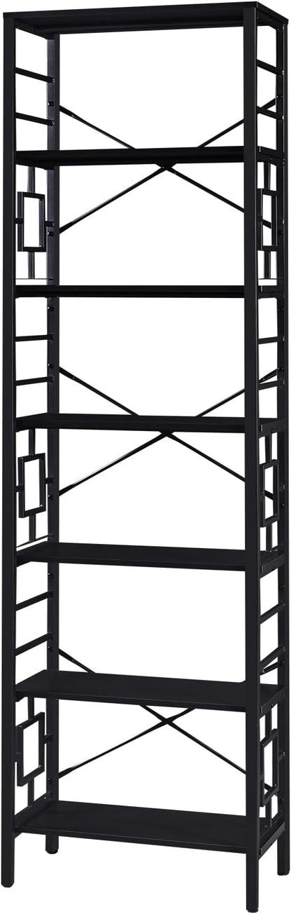 HOMISSUE Bookcase,7-Tier Tall Bookshelf Metal Bookcase and Bookshelves, Free Standing Storage Modern Bookshelf for Home Office Living Room and Bedroom，Black