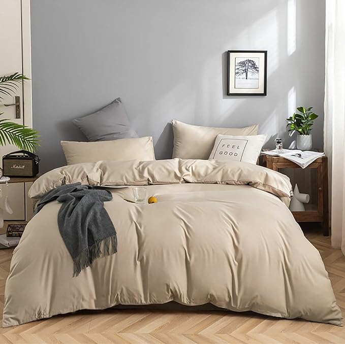 Champagne Comforter Set King Beige Bedding Set Lightweight Women Soft Champagne Blanket 3 PCs Durable Light Khaki Colored Comforter Set King Breathable Bed Comforter Set