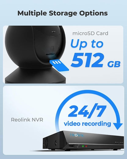 REOLINK 2K Indoor Security Camera E1(Black), 2.4G Wireless WiFi Baby/Pet Monitor with Phone app, 360 Degree Dog Camera with Person/Pet Detection, 2-Way Talk, Night Vision, Local Storage