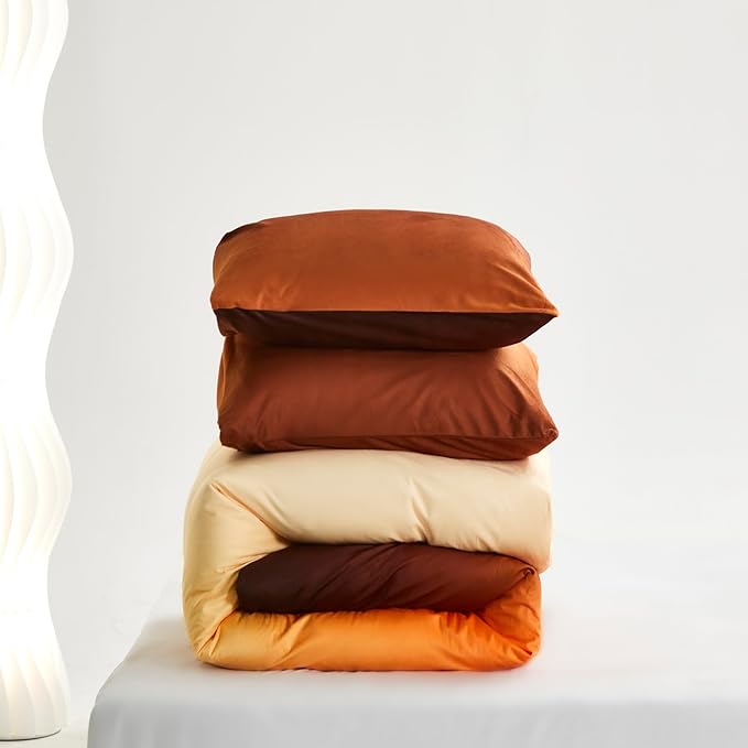 Wellboo Orange Gradient Comforter Sets Queen Yellow and Orange Velvet Bedding Comforters Women Modern Plain Orange Brown Flannel Quilts Farmhouse Abstract Art Orange Plush Blanket Winter Fuzzy Bed