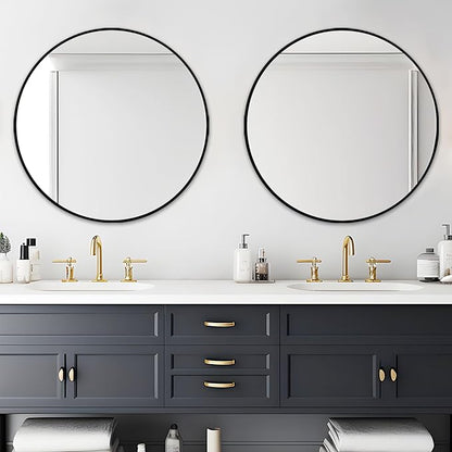 Fabuday Large Black Circle Mirror 36 Inch - Big Wall Round Mirror for Bathroom, Living Room, Bedroom, Hallyway, Matte Frame Metal Mirrors