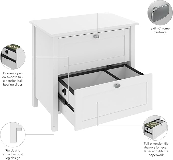 Bush Furniture Broadview 2 Drawer Lateral File Cabinet in Pure White