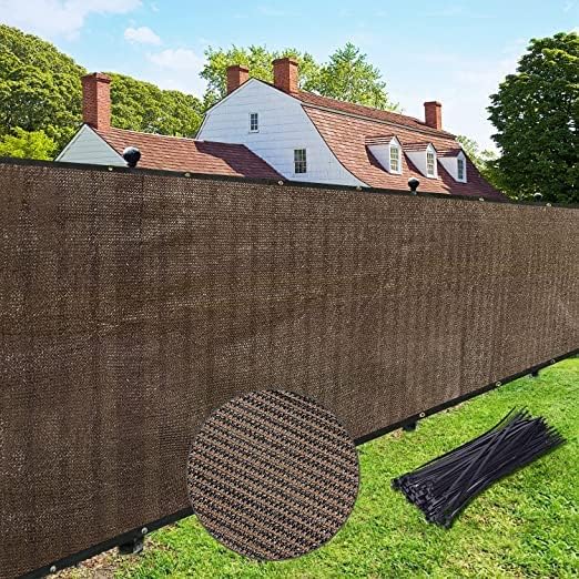 UPGRADE Privacy Fence Screen 4'x11' Brown Outdoor 90% Visibility Blockage 170 GSM Mesh Shade Cover Panels for Backyard,Balcony,Home Decoration with Zip Ties,Customized Avaliable