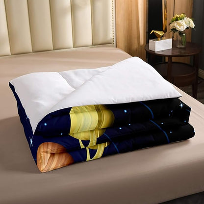Erosebridal Boys Outer Space Bedding Set, Kids Galaxy Nebula Comforter Set Queen Size, Starry Sky Cosmos Down Comforter for Children Girls, Solar System Starry Landscape Quilted Duvet, Blue Purple