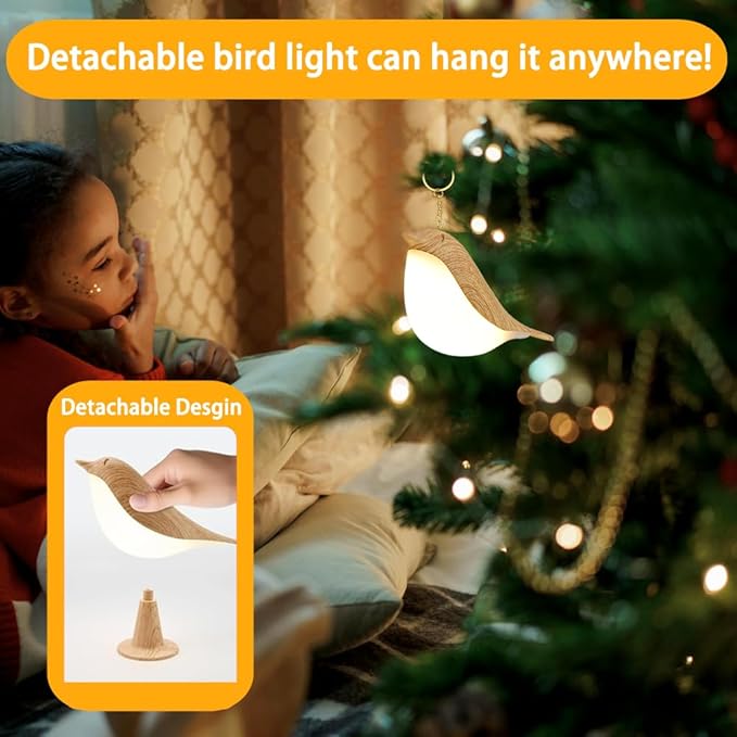 Bird Small Desk Lamp, Night Light for Bedroom, Cordless Table Lamp with 3 Color Temperature and Touch Sensor, Rechargeable Bedside lamp