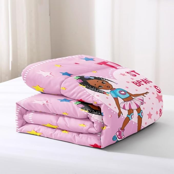 Black Ballerina Comforter Twin Sets for Girls Toddle,Black Girl Magic Comforter Set for Teens Kids,African American Afro Girl Inspirational Bedding Sets
