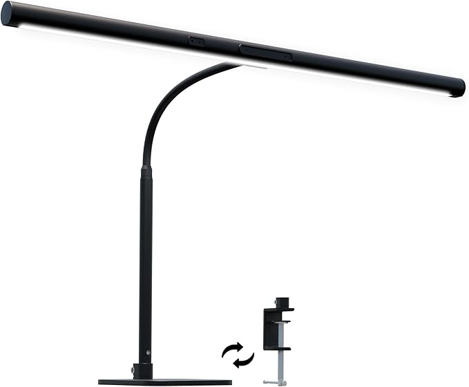 Neatfi LED Desk Lamp with Clamp and Base, Motion Sensor, Touch Control, 1100 Lumens, 5 Brightness Levels, 5 Light Modes, Steplessly Adjustable, 60-min Timer, Ideal for Home, Study, Reading (Black)