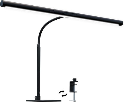 Neatfi LED Desk Lamp with Clamp and Base, Motion Sensor, Touch Control, 1100 Lumens, 5 Brightness Levels, 5 Light Modes, Steplessly Adjustable, 60-min Timer, Ideal for Home, Study, Reading (Black)